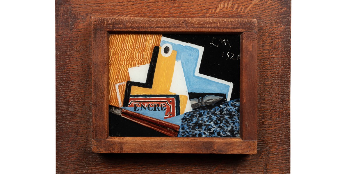 Composition cubiste, plume et encrier